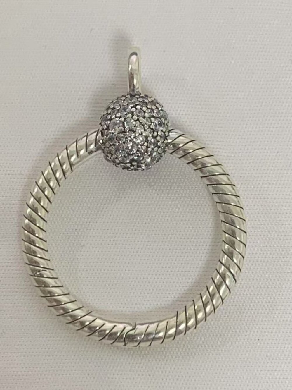 Pandora Moments Small Pavé O Pendant, S925 Silver Jewelry